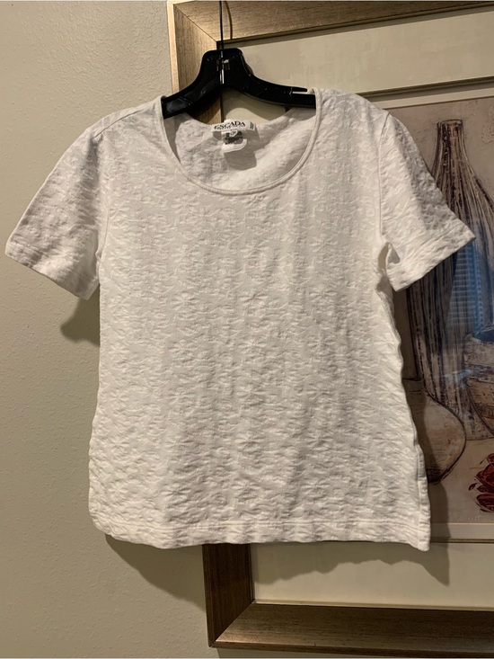 Escada Tops - Escada Crisp White Textured Short Sleeve Tee